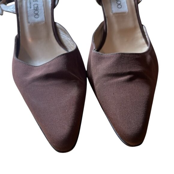 Jimmy Choo Brown Slingback Heels Vintage 1990's Pointed Toe - Picture 8 of 9